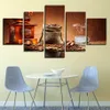 Modern Home Decor Canvas Pictures HD Prints 5 Pieces Coffee Beans Painting Coffee Aroma Cup Poster Restaurant Wall Art No Frame2713