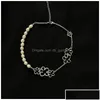 Chokers Choker Fashion Women Flower Charm Pearl Necklace French Luxury Clavicle Chain Work Rotestone Goth Jewelry Sweater Drop Deliv D OTRX8