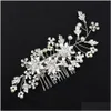 Hair Jewelry Simated Pearl Handmade Comb Headpiece With Copper Wire And Alloy Flower Style Bridal Gifts Drop Delivery Hairje Dhgarden Dh2Jy