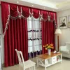 Oturma Odası Sahnesi için Amerikan Tarzı Bordo Perdeleri İtalyan Velvet Perde El Yatak Odası Pencere Pelmet Pazen Drapes LJ201224211S