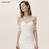 TopQueen G73 Bachelorette Party Accessories Wedding Jacket för bruden Bolero Woman Short Sleeve Bridal Top Light Cape Veil 240309