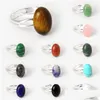 Pierścień Solitaire Różne naturalne kryształowe regulowane pierścienie Sier Plaked For Women Girl Party Club Decor Decor Fashion Biżuter