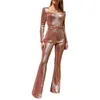 Casual Jurken Dames Elegante Lange Mouw Vloerlengte Strass Jumpsuit Jurk Riem Mode Avondfeest Pak Vrouwen Formeel