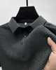 Sommer Herren Lop-up Hohl Kurzarm Polo Shirt Eis Seide Atmungsaktive Business-Mode T-Shirt Männliche Marke Kleidung 240301