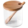 Dinnerware Sets 2 Of Seasoning Box Glass Condiment Storage Container Pepper Spice Canister With Spoon