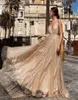 Cheap Deep V Neck Sequined Prom Dresses Tulle Backless Robe De Soiree New Spaghetti Straps Long Party Gowns Abendkleider Evening D9483176