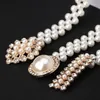 Belts 1PC Elegant Women Pearl Waist Belt Elastic Buckle Chain Female Girls Dress Crystal Strap Luxury