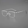 Óculos de sol quadros puro titânio negócios óculos masculinos retângulo semi sem aro óculos quadro masculino ultraleve óptica miopia prescrição