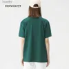 여자 티셔츠 wavlatii New Women Solid Cotton T Shirts Fe Dark Green 대형 캐주얼 소프트 티 Short Sle Summ Summer Tops 240311