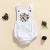 Vêtements de bébé fille sans manches barboteuse avec broderie de fleurs bouton inférieur bandoulière réglable combinaison vêtements d'été 240307