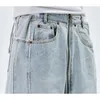 Calças de brim masculinas com zíper micro flared homens streetwear moda hip hop solto casual calças jeans retas homem plus size calças