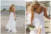 Split Evening Dresses Fancy Beach Wedding Dress Spaghetti Backless White Ivory Lace Bridal Gown White Ivory Lace Bridal Gown Eveni8341352