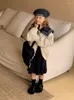 Giacche Abbigliamento per bambini Cappotto autunnale stile preppy per ragazze 23 Giacca a vento blu scuro alla moda per bambina Zlj