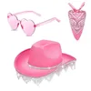 Bérets Roleplay Cowboy chapeaux pour femmes WesternStyle chapeau foulard coeur lunettes de soleil Bachelorettes fête Costume décors