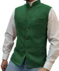 Gilet da uomo Gilet da uomo a spina di pesce Argento Elegante senza maniche Colletto alla coreana Bottone da lavoro Gilet slim fit per matrimonio