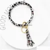 Charm armband leopard tryck pu läder nyckelring armband armband keyring cirkel nyckel ring tofshållare mode smycken droppe dhgarder dhme2