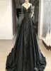 Nouvelles robes de bal longues sirène noires 2019 paillettes Abendkleider saoudien arabe grande taille robes de soirée avec jupe détachable hochzei7747726