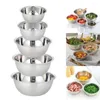 Bols 15cm / 20cm / 24cm / 28cm Bol à salade en acier inoxydable coréen Bassin de cuisson multifonctionnel Nouilles rondes Argent doré