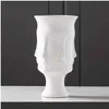 Vase modèle de visage en céramique, artisanat d'art créatif nordique, décoration de bureau et de maison, fleurs modernes SH190925273E