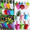 Small Metal Iron Planters Balcony Garden Hanging Flower Pots Succulent green plant flowerpot Candy colored hanging-basin Home Decor T9I002586