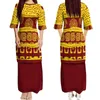 Vestidos de fiesta Diseño de impresión polinesia Ropa de mujer Samoa Pequeño O-cuello Media manga Vestido de doble capa para mujeres Puletasi Hawaiian