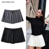 Saias Keyanketian 2024 lançamento americano retro plissado saia lateral zíper lace up decoração feminina cor sólida sexy skort