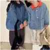 Vestes 2024 Veste de bébé à la mode Manteau décontracté Enfants Denim Top Garçons et filles Printemps Automne Style coréen Cardigan Drop Livraison K Ot6N3