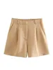 Womens Shorts Summer Women Suit High Waisted Side Pockets Folds Front Female 2024 Elegant Fashion Short Pants Thin