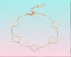 Charm Armband Fashion Classic 4Four Leaf Clover Bangle Chain 18K Gold Plated MotherofPearl For Women Girl Wedding Mother Day JE4596535