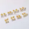 14k Solid Yellow Gold Lab Grown Stud Oorbellen Echte fijne sieraden Diamond Custom