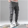 Herrenhosen Hip Hop Joggers Cargohosen Männer Harem Mti-Pocket Ribbons Man Jogginghose Streetwear Casual Herren Techwear Drop Delivery App Dhwef