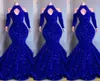 2022 seksowne bling królewskie niebieskie cekiny kryształowe sukienki na bal