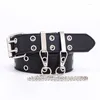 Belts Women's Double Loop Belt Hole Eyelets Rope Buckle Punk Casual Dress Jeans Gothic Style