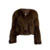 Fashionabla färgavancerad kontrasterande skiktning, romantisk och elegant Fox Caramel Short Fur Jacket, Winter Women's Clothing 9990