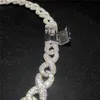 Ожерелья с подвесками Full Iced Out, классическая застежка в виде коробки, муассанит, кубинская цепочка, тонкие мужские ювелирные изделия в стиле хип-хоп, кубинское ожерелье, блестящая бриллиантовая цепочка L0311
