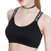 Roupa íntima feminina com costas bonitas, letras em inglês, alças de ombro, embrulho no peito, yoga, sutiã esportivo, sem anéis de aço