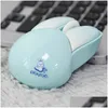 Möss Mofiiwireless Silent Mouse Cute Rabbit Design 2 4 GHz med USB Mini -mottagare Optical för bärbar dator Datornotbok 231117 Drop Otrqi