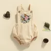 Vêtements de bébé fille sans manches barboteuse avec broderie de fleurs bouton inférieur bandoulière réglable combinaison vêtements d'été 240307