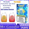 Original Mr.Goodie 20000 puffs Caneta Vape descartável Tanque duplo Bobina de malha dupla 20 + 20ml 650mah Tipo-C 0/2/3/5% 12 sabores Dispositivo pré-preenchido E cigarro pod puffbars 20k 15k puff