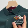 Automne hommes mode à manches longues Polo marque de luxe 100% coton affaires loisirs exquis brodé revers T-shirt 240229