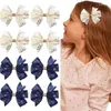 Accessoires de cheveux Ncmama 2pcs étoiles mignonnes lune impression arc épingle à cheveux pour enfants filles ruban nœud papillon clips barrettes chapeaux