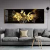 Noir doré Rose fleur papillon abstrait mur Art toile peinture affiche impression Horizonta photo pour salon chambre Decor199C