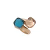Cluster Ringen JSBAO Aankomst Dubbel Glas Steen Roestvrij Staal Gouden Mode Ring Vrouwen Oranje Hemelsblauwe Kleur Voor Sieraden