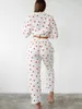 2024 Lente Pyjama Dames 100% Katoen Gedrukt Pyjama Losse Broek Valentijnsdag Liefde Tweedelige Set Dames Meubelset 240311