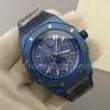 Top Fashion Relógio Mecânico Automático Automático Masculino Azul Oco Dial 41mm Vidro Safira Dia Data Fase da Lua Relógio de Pulso Casual Relógio de Aço Inoxidável Completo 3251