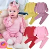 Kleding Sets 0-3Y Peuter Baby Kids Meisje Kleding Ruches Effen Trui Top T-shirt Broek Leggings Outfits 3PCS