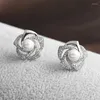 Orecchini a bottone moda carino squisito fiore perla trendy romantico zircone orecchino per le donne regali di gioielli festa di nozze LE1454