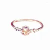 Bagues de cluster 585 Purple Gold Plaqué 14K Rose Exquise Petite Fleur Pour Femmes Réglable Charme Frais Haute Bijoux Cadeau De Fiançailles