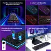 Teclados DBPower Gaming Office 2 em 1 teclado com 3 cores LED backlighting ergonômico sensação mecânica 104 equipamentos chave para pc lapt oth1o