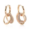 Boucles d'oreilles JULYDREAM lisse 585 couleur or cerceau Double croisement Zircon ovale pendentif femmes étincelles accessoires bijoux de mode